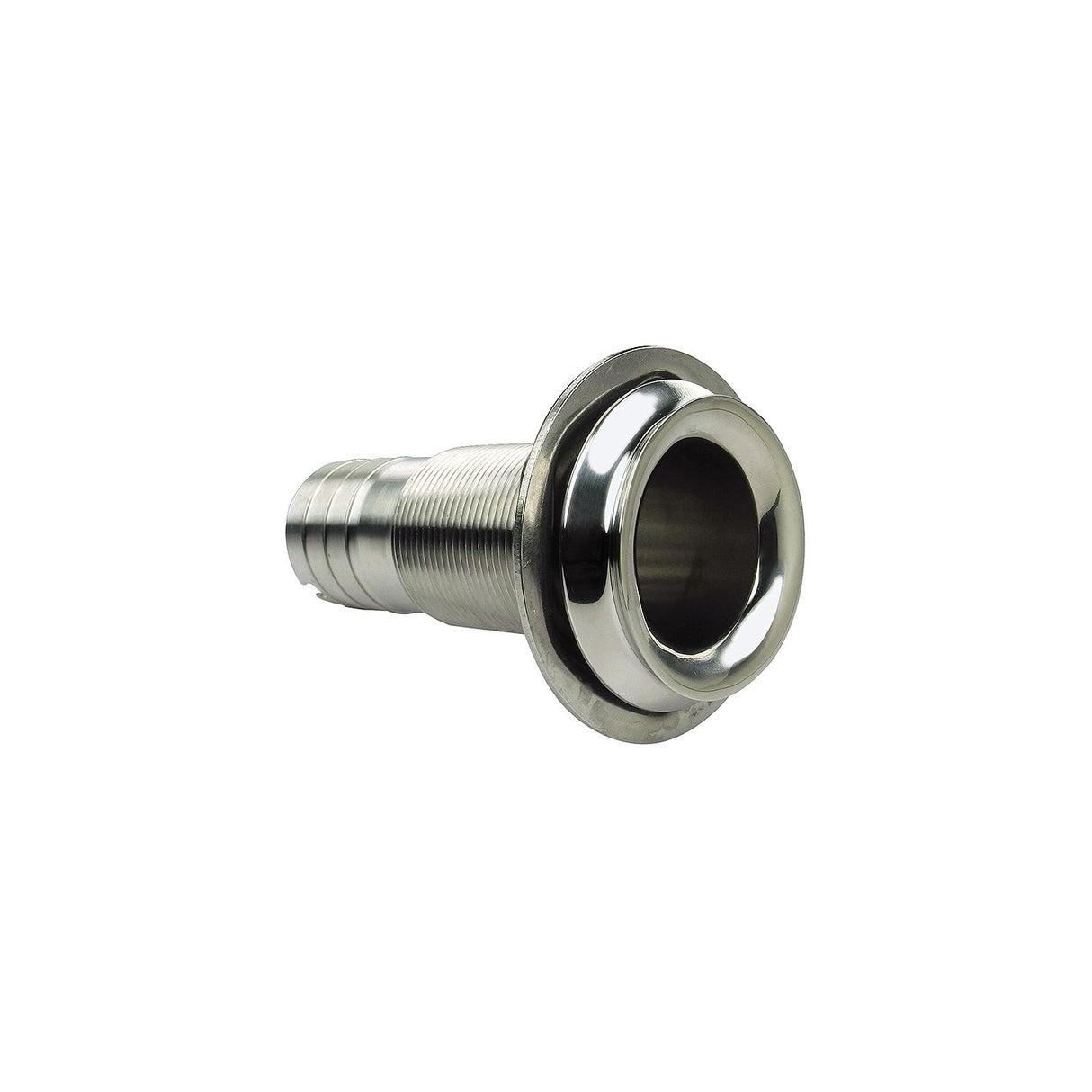 Seachoice Mega-Flow Dripless Thru Hull Fitting, 316 Stainless Steel, Fits 1-1/8 in. Hose, 1-1/2 in. Max. Hull