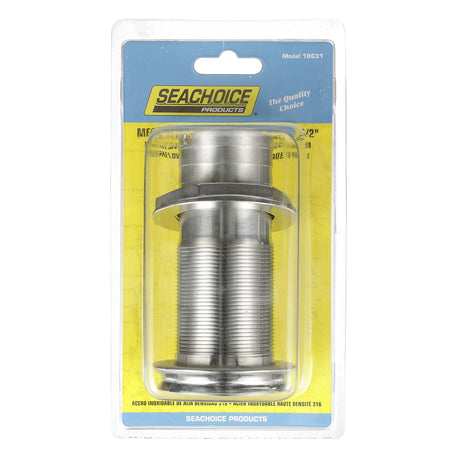 Seachoice Mega-Flow Dripless Thru Hull Fitting, 316 Stainless Steel, Fits 1-1/2 In. Hose, 1-1/2 In. Max. Hull