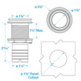 Seachoice Mega-Flow Dripless Thru Hull Fitting, 316 Stainless Steel, Fits 1-1/2 In. Hose, 1-1/2 In. Max. Hull