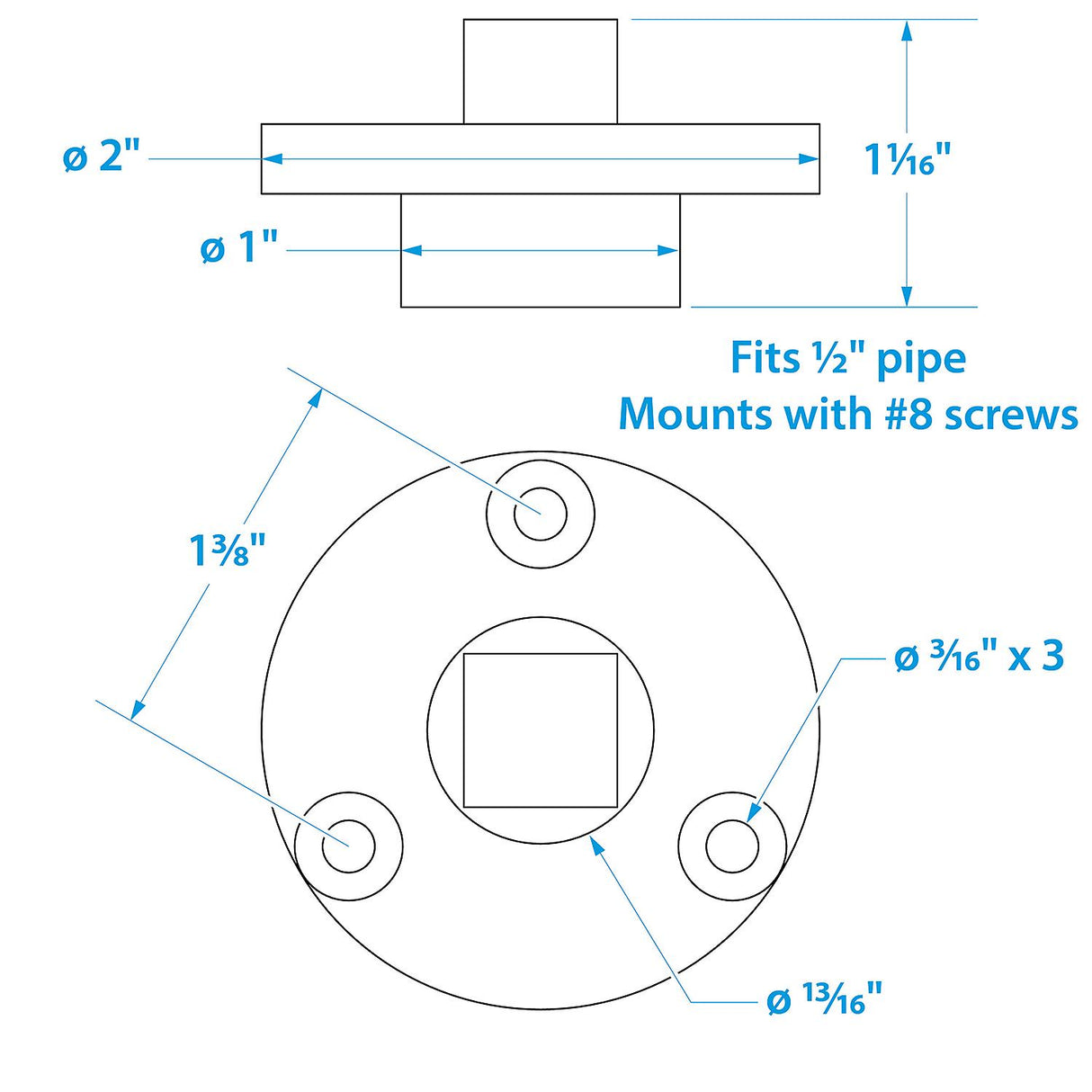 Seachoice Garboard Drain Plug, Stainless Steel, Fits 1/2 In. Pipe, Includes Flange and Plug