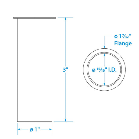 Seachoice 19071 3 in. Brass Drain Tube, 1 in. Diameter