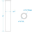 Seachoice 19111 Brass Drain Tube, 6 in. Long, 1 in. ID, 90-Degree Flange One End