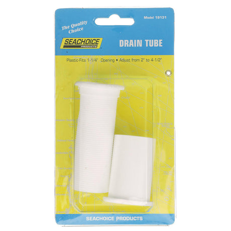 Seachoice 19131 Adjustable Splashwell Drain Tube, Fits 1-1/4 in. Opening, White Plastic
