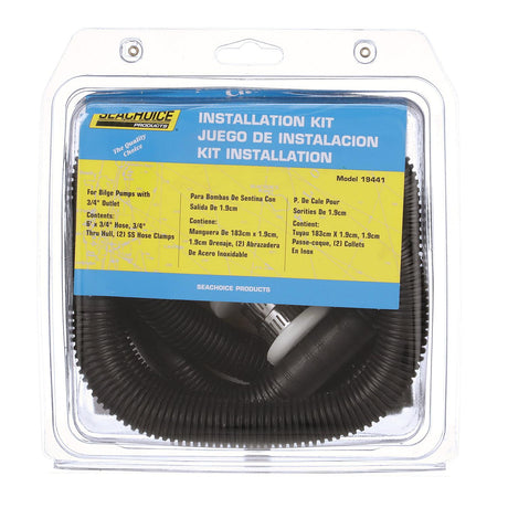 Seachoice Bilge Pump Installation Kit For 3/4 In. Outlets, Includes 6 Ft. Hose, 2 Hose Clamps, and Thru-Hull Fitting