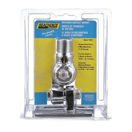Seachoice 19521 Universal Antenna Ratchet-Mount Base, Chrome-Plated Brass