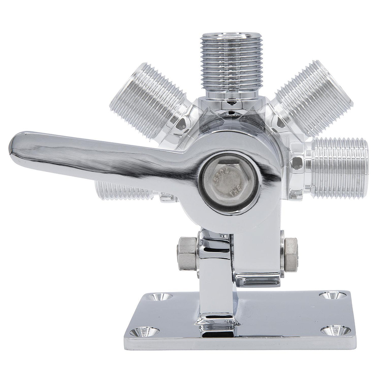 Seachoice 19521 Universal Antenna Ratchet-Mount Base, Chrome-Plated Brass