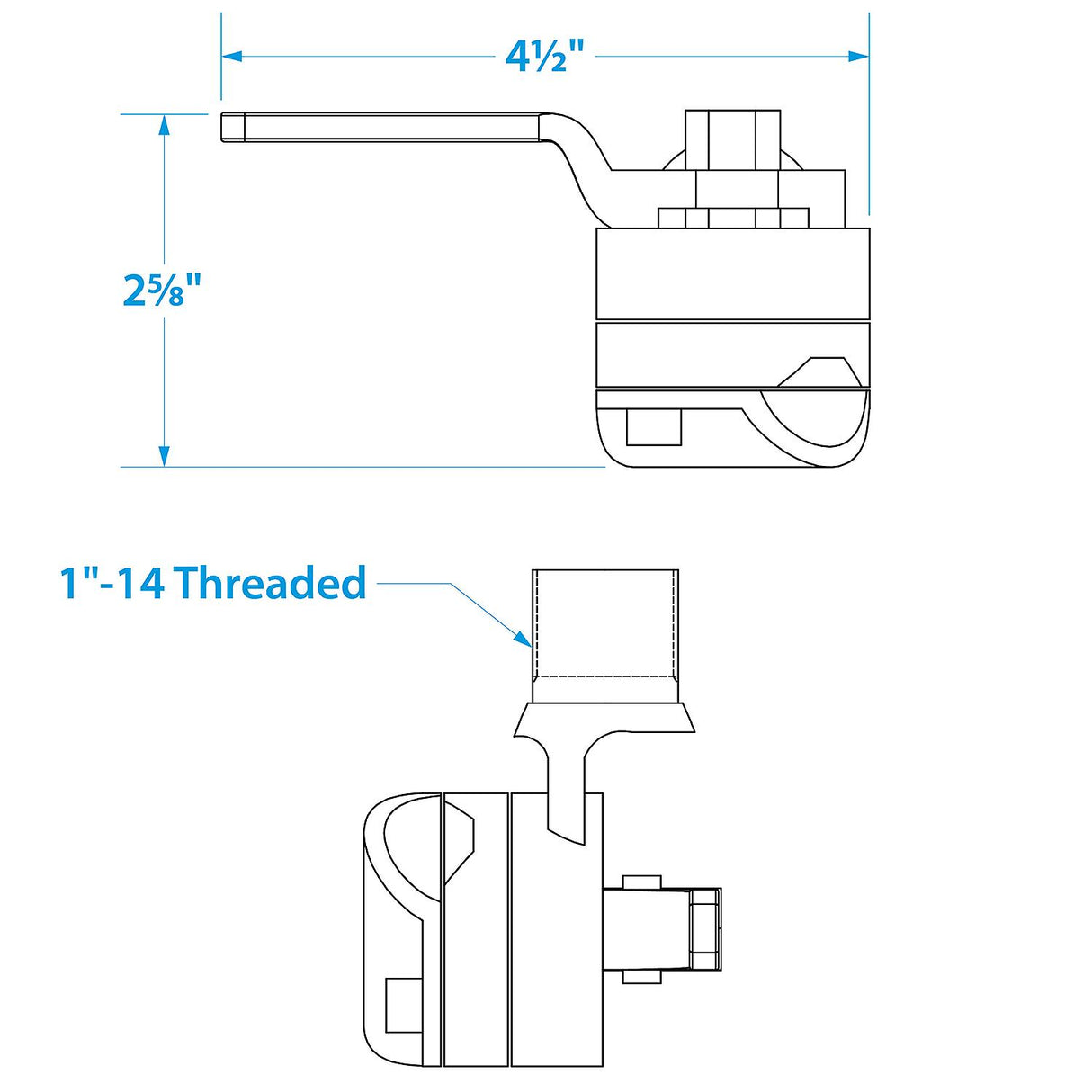 Seachoice Antenna Rail Ratchet Mount With Heavy-Duty Handle, 316 Stainless Steel