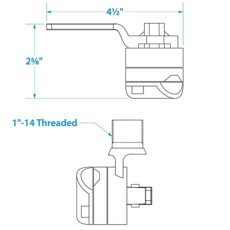 Seachoice Antenna Rail Ratchet Mount With Heavy-Duty Handle, 316 Stainless Steel