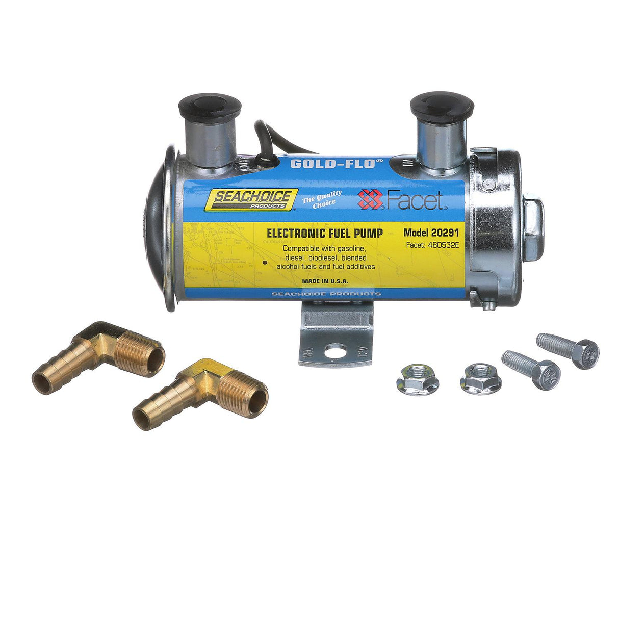 Seachoice 20291 Gold-Flo High Performance Electronic 34 GPH Fuel Pump Kit 5.5 - 4 PSI