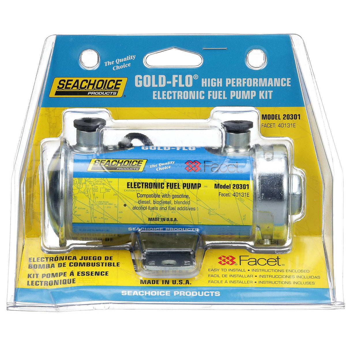 Seachoice Gold-Flo High Performance Electronic Fuel Pump Kit, 24 in. Lift, 5.5-4 PSI, 34 GPH