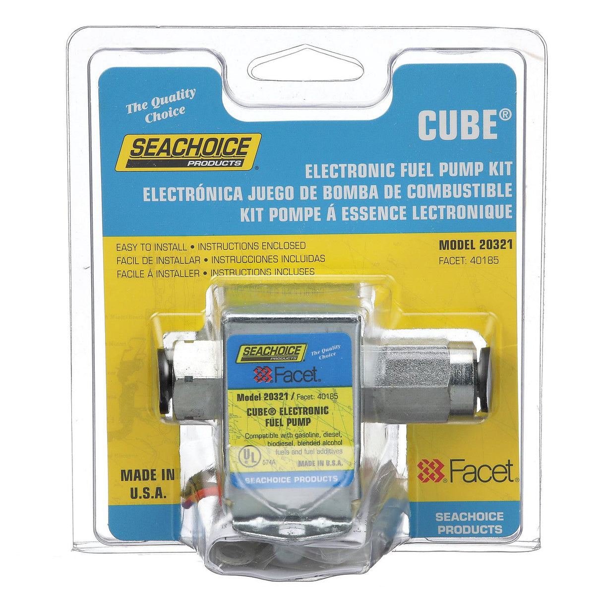 Seachoice Cube Electronic Fuel Pump, 9-11.5 PSI, 12 Volt Systems
