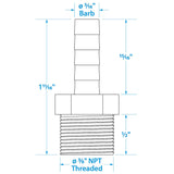 Seachoice Male Hose Barb, 5/16 In. With 3/8 In. Thread