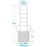 Seachoice Male Hose Barb, 5/16 In. With 1/4 In. Thread