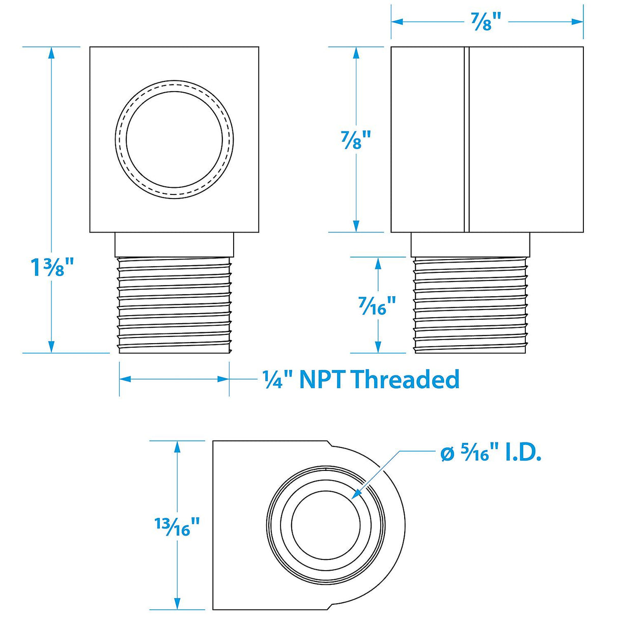 Seachoice Fuel Tank Elbow 1/4 In. NPT Male X 1/4 In. NPT Female, Brass