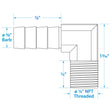 Seachoice 90-Degree Fuel Elbow, 3/8 In. With 1/4 In. Thread
