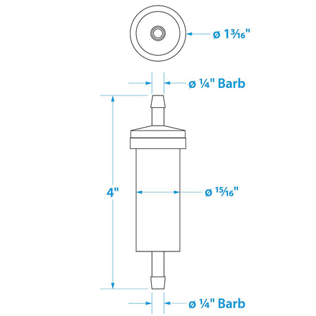 Seachoice in-Line Fuel Filter, 1/4 in., Plastic, Outboard, 20 Micron