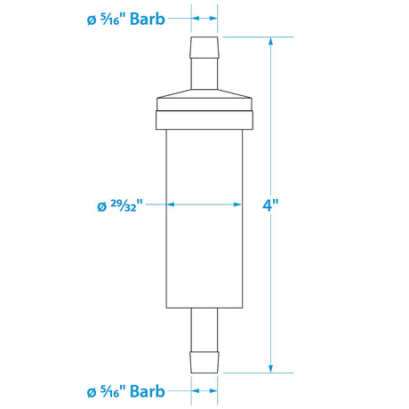 Seachoice in-Line Fuel Filter, 5/16 in., Plastic, Outboard, 20 Micron