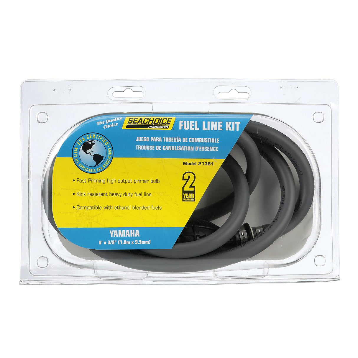 Seachoice 21381 Low Permeation Fuel Line Kit With High-Output Primer Bulb, Yamaha, 3/8 In. X 7 Ft.