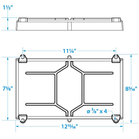 Seachoice USCG-Approved Marine Group 27 Series Hold-Down Battery Tray, Black