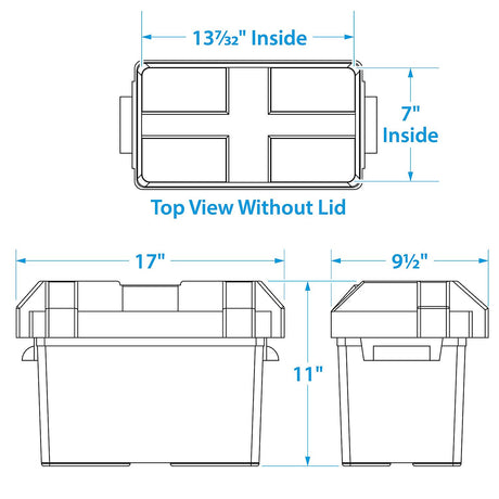 Seachoice 22080 USCG-Approved Marine Group 27 Series Standard Battery Box with Strap & Mounting Kit