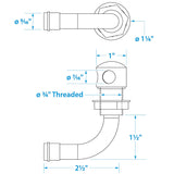Seachoice Thru Hall Fuel Tank Vent, Chrome-Plated Brass, 5/8 in., 90 Degree