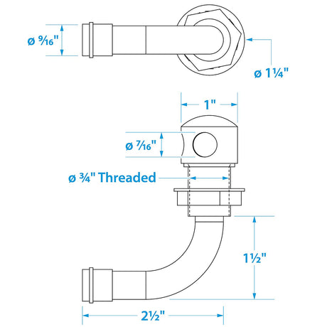 Seachoice Thru Hall Fuel Tank Vent, Chrome-Plated Brass, 5/8 in., 90 Degree