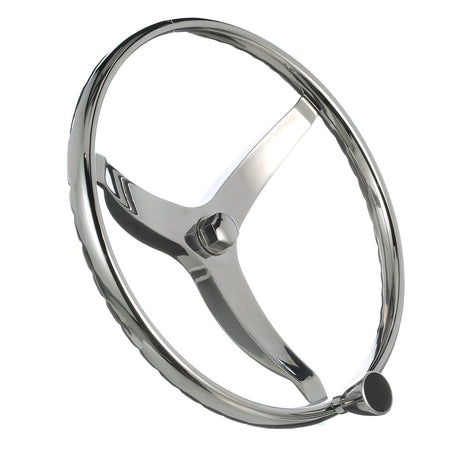 Seachoice 3 Spoke Sports Steering Wheel w/ Turning Knob, Fits 3/4 In. Tapered Shaft, 15.5 In. Diameter
