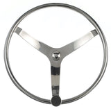 Seachoice 3 Spoke Sports Steering Wheel w/ Turning Knob, Fits 3/4 In. Tapered Shaft, 15.5 In. Diameter