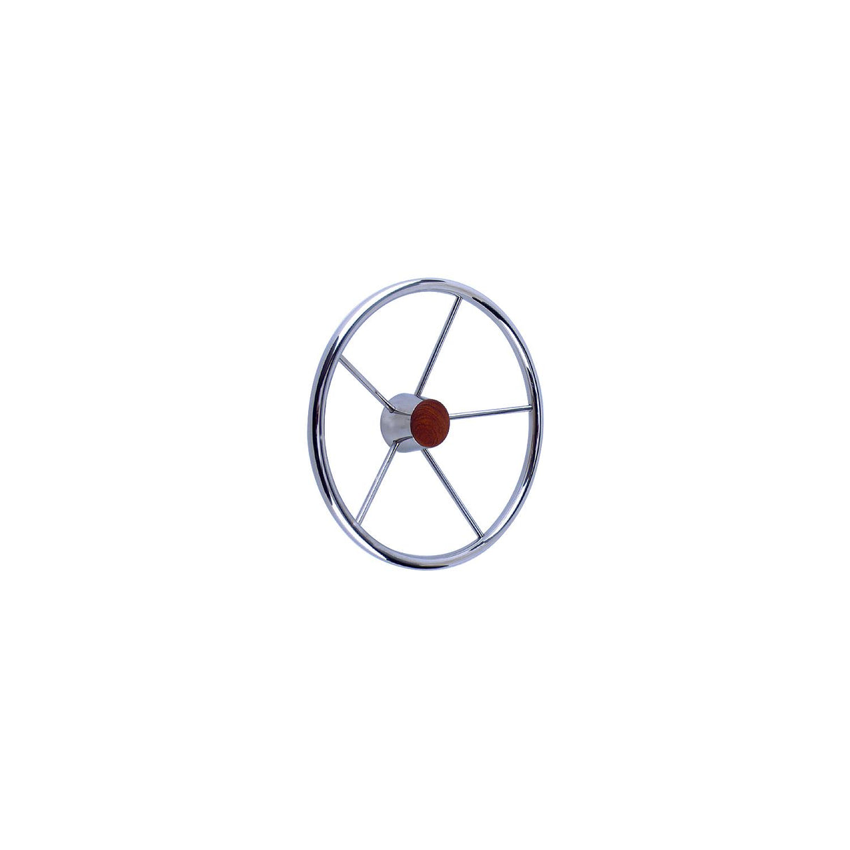 Seachoice 5-Spoke Destroyer Steering Wheel, Stainless Steel, Genuine Teak Center Cap