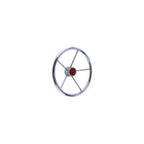Seachoice 5-Spoke Destroyer Steering Wheel, Stainless Steel, Genuine Teak Center Cap