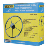 Seachoice 5-Spoke Destroyer Steering Wheel, Stainless Steel, Genuine Teak Center Cap