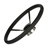 Seachoice 5-Spoke Destroyer Steering Wheel w/ Permanent Foam Grip, Stainless Steel, Black Center Cap