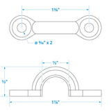 Seachoice Multi-Purpose Chrome-Plated Zinc 3/8 in. Eye Straps, Set of 4