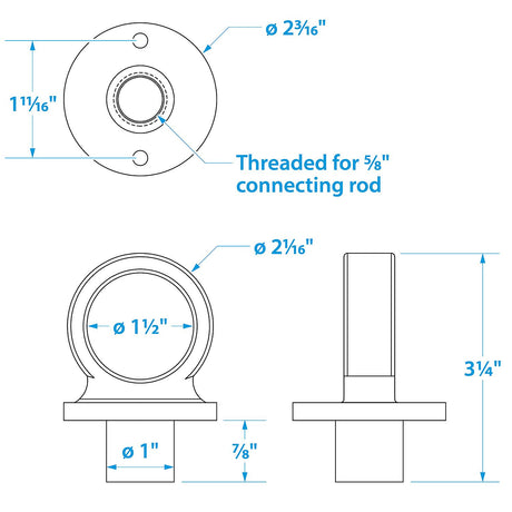 Seachoice 316 Stainless Steel Lifting Eye Without Cleat, 1-1/2 in. ID Ring Eye