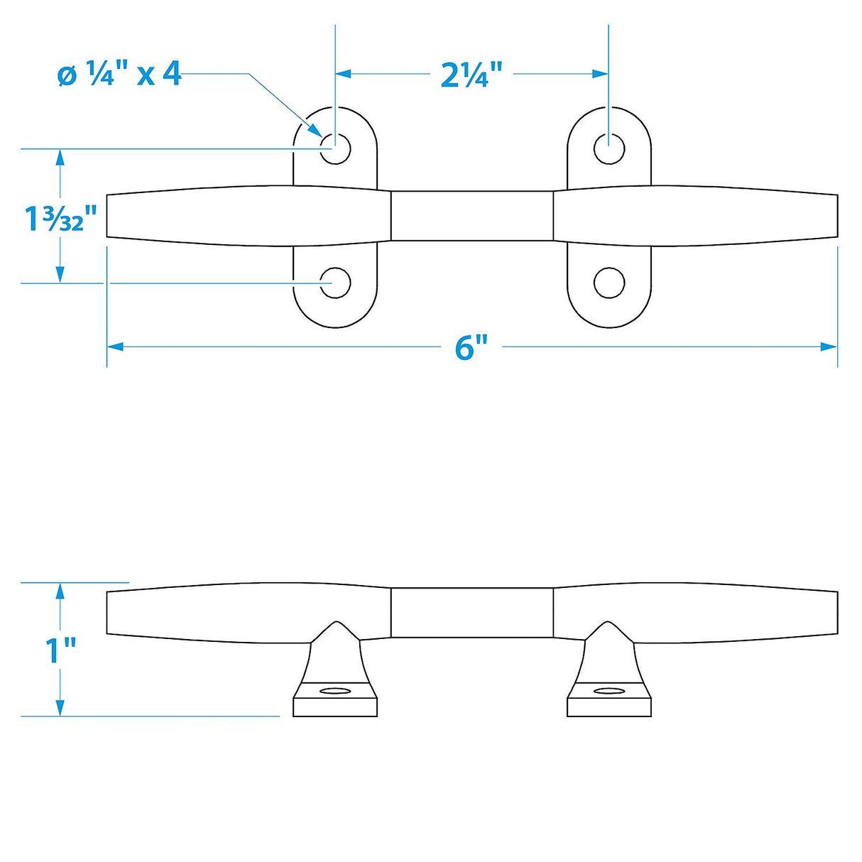 Seachoice Stainless Steel Hollow Base 6 In. Boat Dock and Anchor Line Cleat