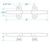 Seachoice Stainless Steel Hollow Base 6 In. Boat Dock and Anchor Line Cleat