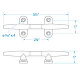 Seachoice Hollow Base Yacht Cleat, Chrome-Plated Cast Brass, 5-1/2 In. Long