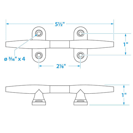 Seachoice Hollow Base Yacht Cleat, Chrome-Plated Cast Brass, 5-1/2 In. Long