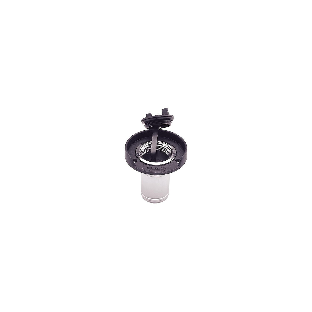 Seachoice Deck Mount Gas Fill Plate w/ Plastic Cap, Chrome-Plated Zinc, Includes Ground Screw and Cap Tether Strap