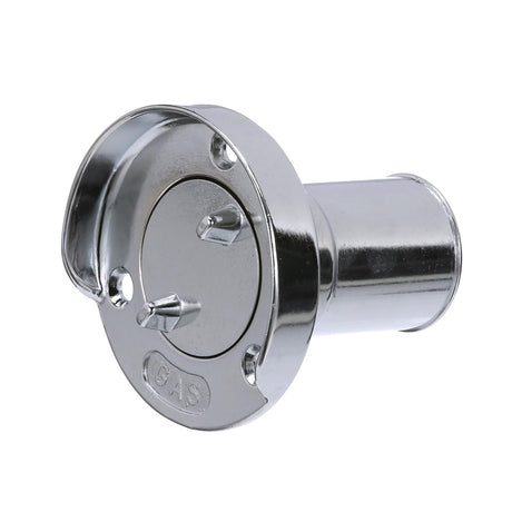 Seachoice Deck Mount Gas Fill Plate w/ Cap, Chrome-Plated Zinc, Includes Rubber Gasket and Beaded Chain Cap Tether
