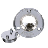 Seachoice Deck Mount Gas Fill Plate w/ Cap, Chrome-Plated Zinc, Includes Rubber Gasket and Beaded Chain Cap Tether
