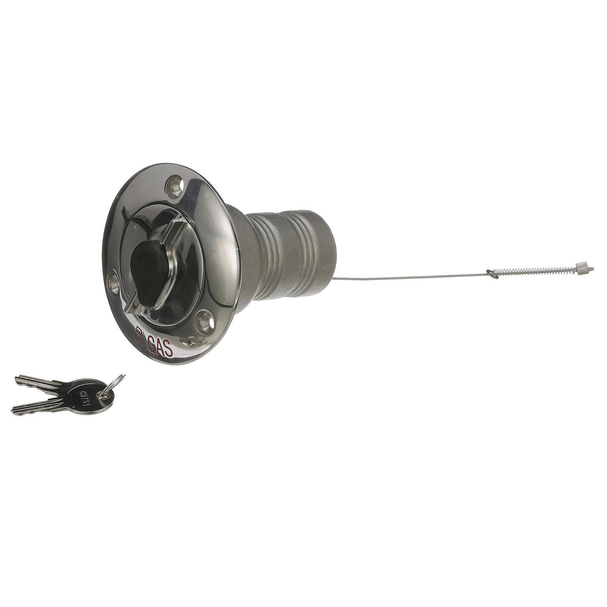 Seachoice 32051 Deck Mount Gas Fill Plate w/ Locking Cap, Cast 316 Stainless Steel, Includes 2 Keys