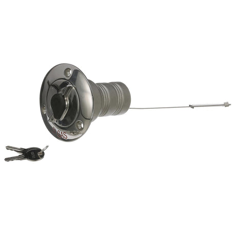 Seachoice 32051 Deck Mount Gas Fill Plate w/ Locking Cap, Cast 316 Stainless Steel, Includes 2 Keys