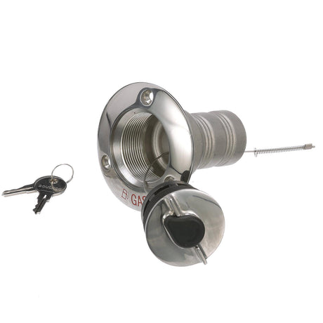 Seachoice 32051 Deck Mount Gas Fill Plate w/ Locking Cap, Cast 316 Stainless Steel, Includes 2 Keys