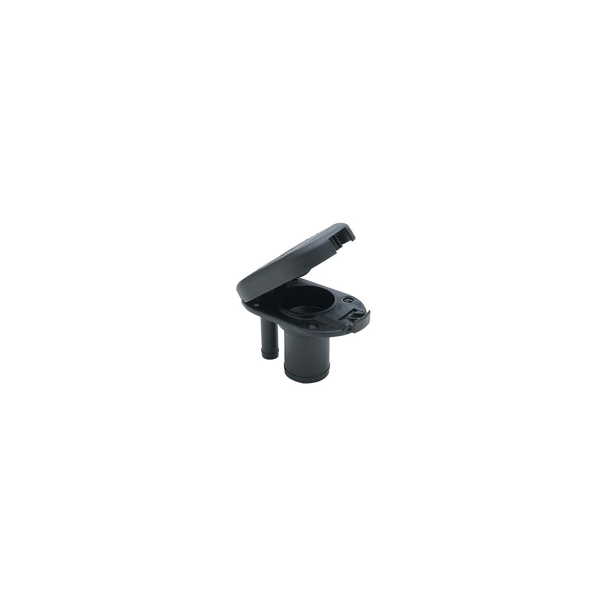 Seachoice 32061 Deck Mount Gas Fill Plate w/ Vent, Hinged Flip-Top, Molded Black Plastic