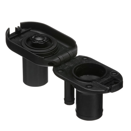 Seachoice 32061 Deck Mount Gas Fill Plate w/ Vent, Hinged Flip-Top, Molded Black Plastic