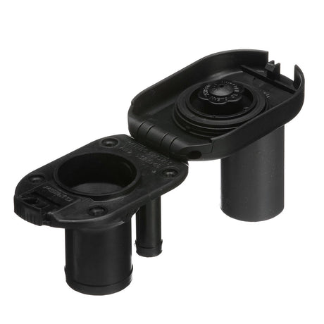 Seachoice 32061 Deck Mount Gas Fill Plate w/ Vent, Hinged Flip-Top, Molded Black Plastic
