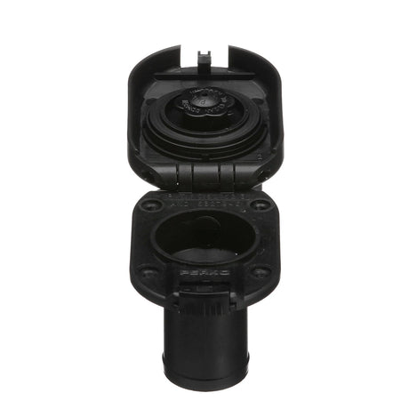 Seachoice 32061 Deck Mount Gas Fill Plate w/ Vent, Hinged Flip-Top, Molded Black Plastic