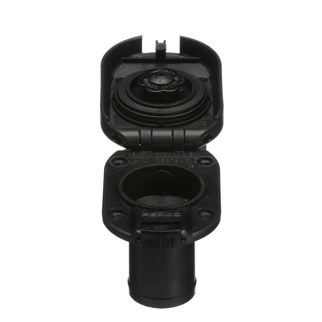 Seachoice 32061 Deck Mount Gas Fill Plate w/ Vent, Hinged Flip-Top, Molded Black Plastic
