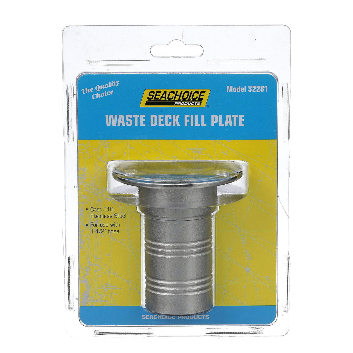 Seachoice Corrosion-Resistant Cast 316 Stainless Steel Deck Fill Waste Fill w/ Cap